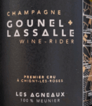 Flasche „Champagne Gounel-Lassalle Les Agneaux“ Premier Cru Brut Nature – 100 % Meunier aus Chigny-les-Roses.
